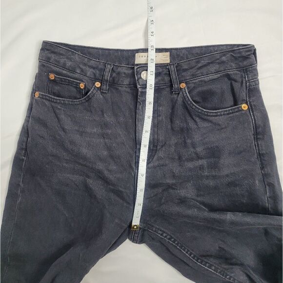 ASOS jeans black straight leg raw hem high‎ waisted ankle 30 - Picture 8 of 10